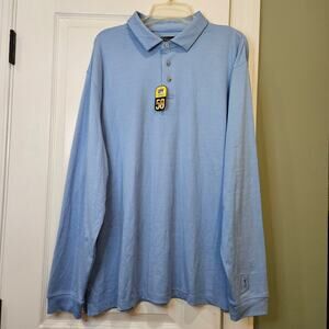 PGA‎ Tour Men's XL Long Sleeve Blue Performance Golf Polo NWOT